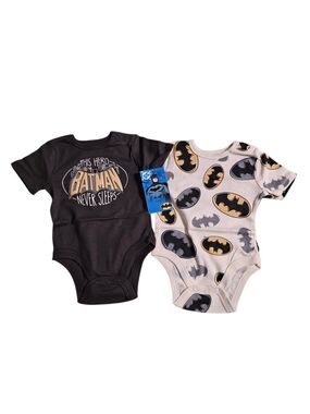 DC Batman 2-Pack Baby One-Pieces in Black and Cream with Yellow Accents